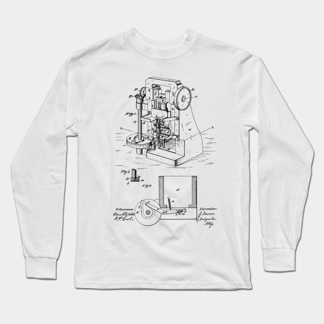 Bullet Machine Vintage Patent Hand Drawing Long Sleeve T-Shirt by TheYoungDesigns